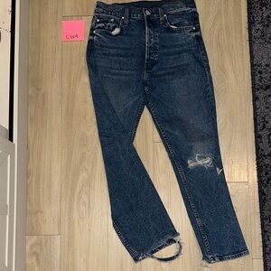 MOTHER Distressed Blue Cropped Jeans